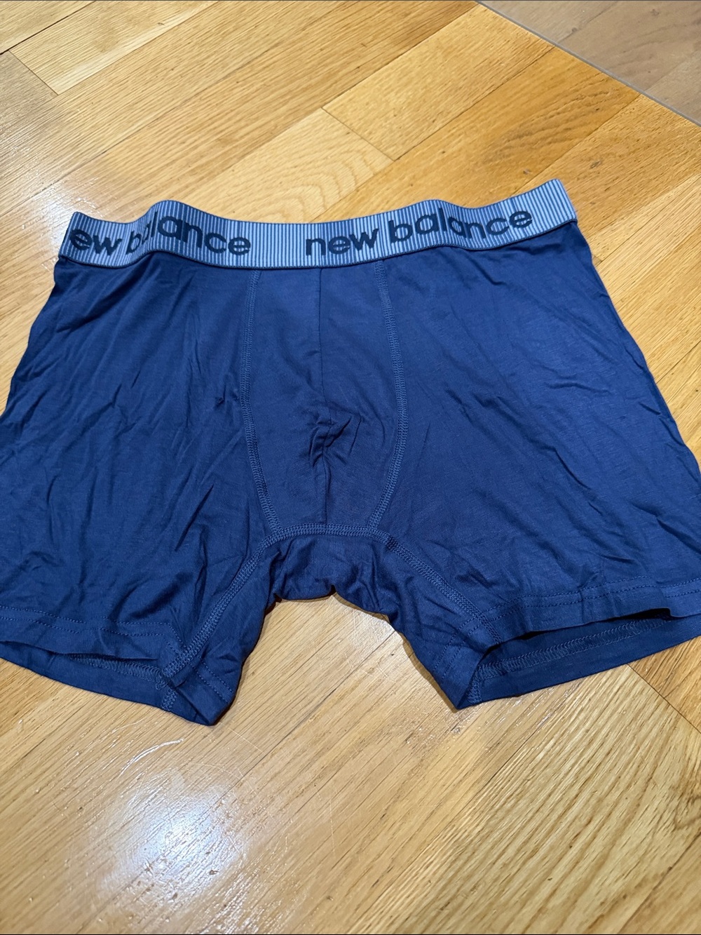 New Balance Men's Dark Blue Boxer Briefs with Grey Logo Waistband